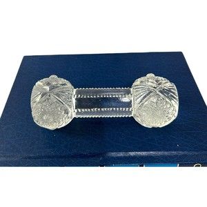 Vintage Crystal Heavily Cut Glass Dumbbell Paperweight/Knife Rest